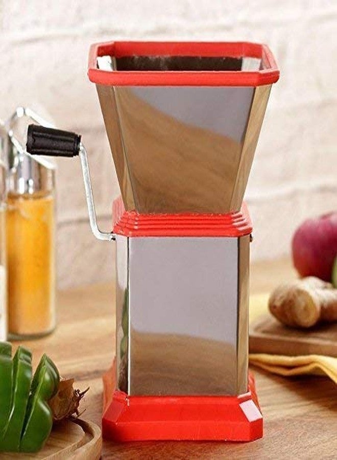 All In One Easy to use Stainless Steel with ABS Manual Chopper Cutter Onion Chilly Dry Fruit & Vegetable Cutter Chopper -(Red) - Image 3